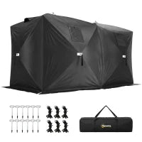 4 Person Pop-Up Ice Fishing Tent, Portable Shelter, Black