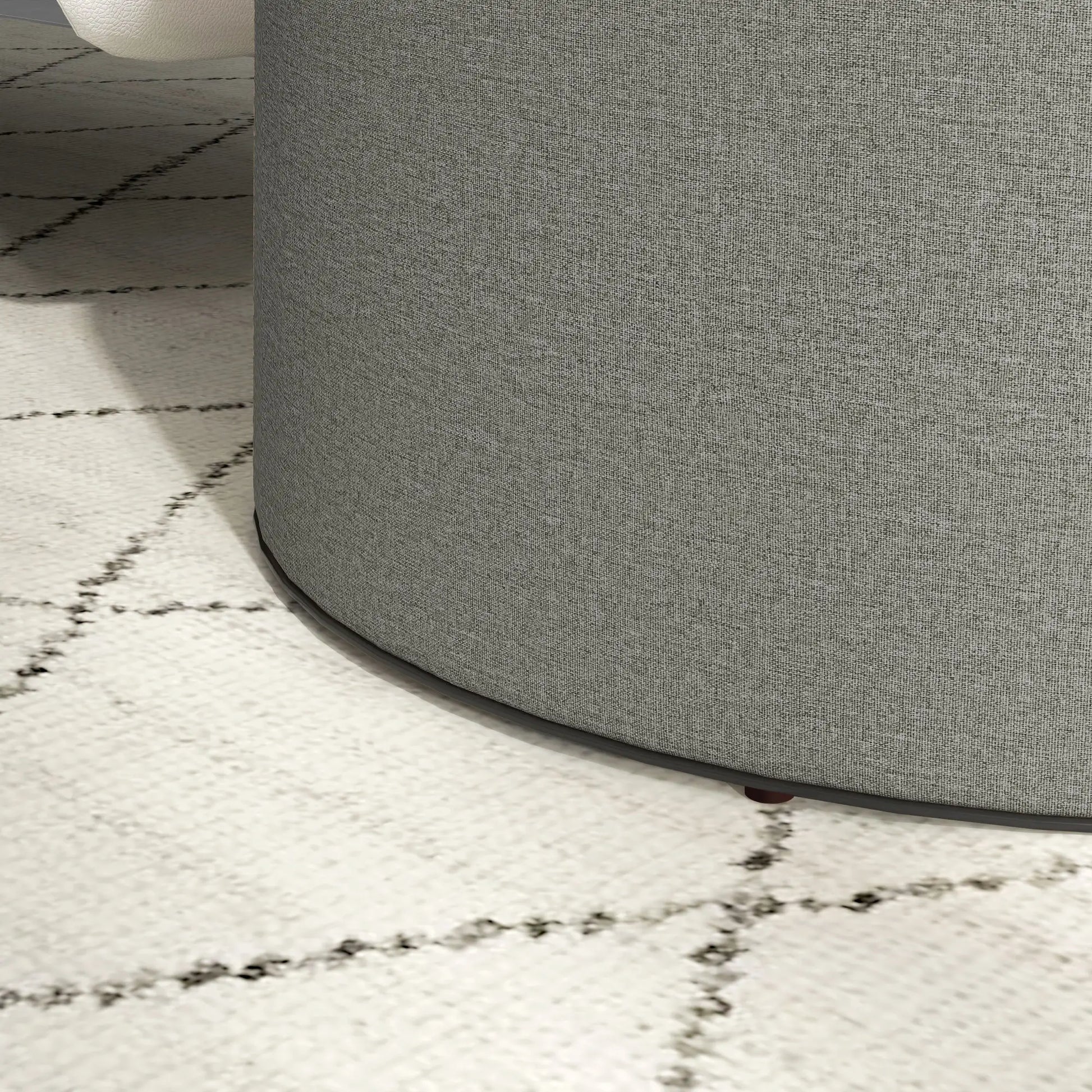 Round Coffee Table, Hidden Storage, Tray Top, Upholstered Footrest, Linen Coffee Tables at Gallery Canada