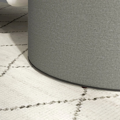 Round Coffee Table, Hidden Storage, Tray Top, Upholstered Footrest, Linen Coffee Tables at Gallery Canada