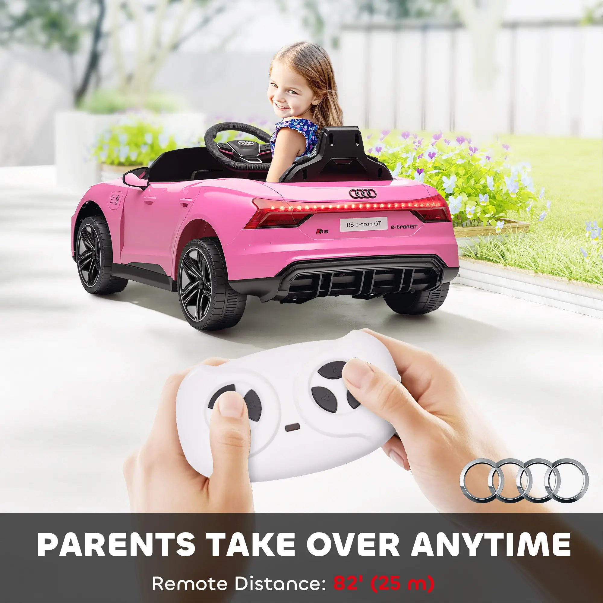 12V Ride-On Car with Remote Control, 3.1 MPH, Pink Electric Toy Cars at Gallery Canada