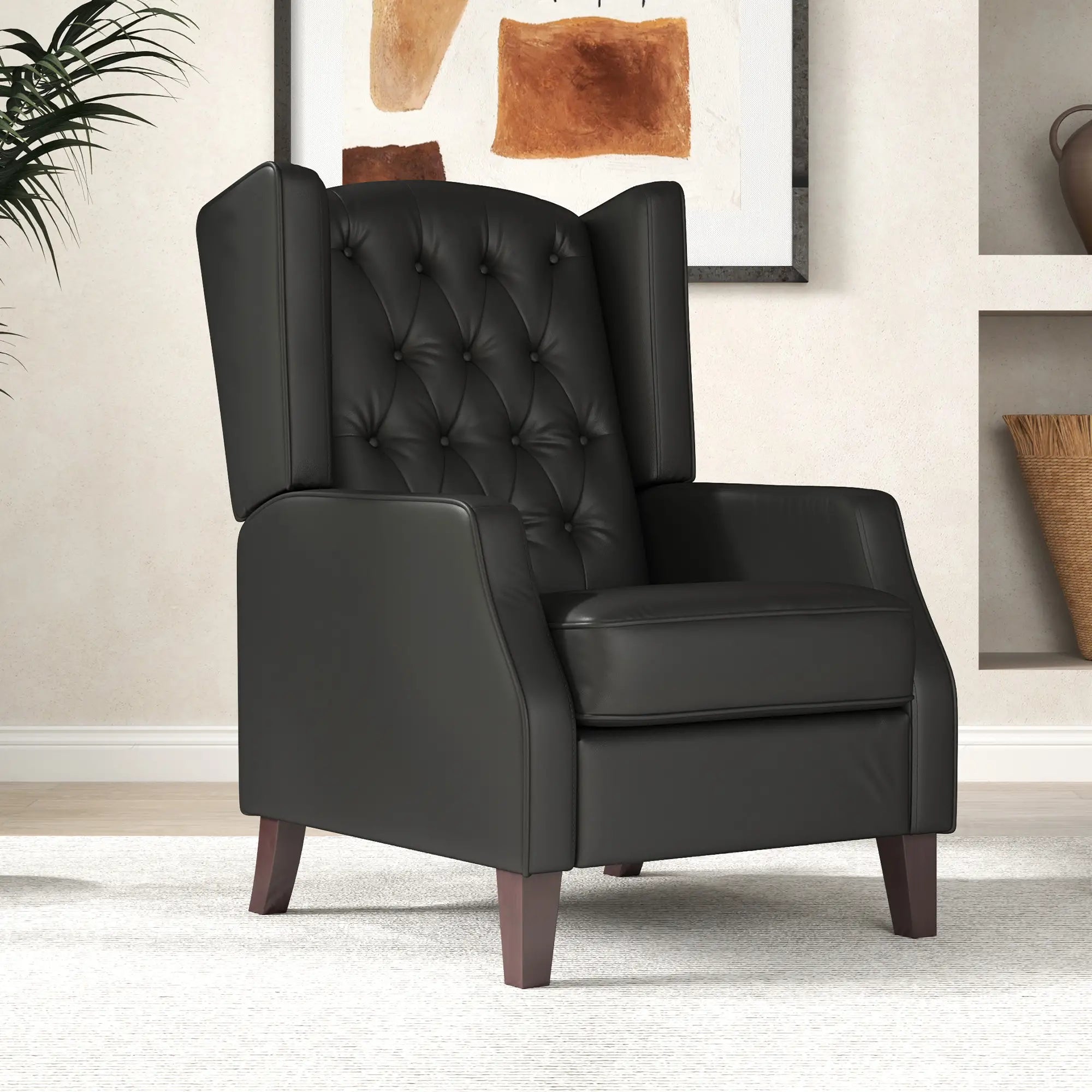 Faux Leather Armchair, Modern Accent Chair, Thick Padding, Black Accent Chairs at Gallery Canada