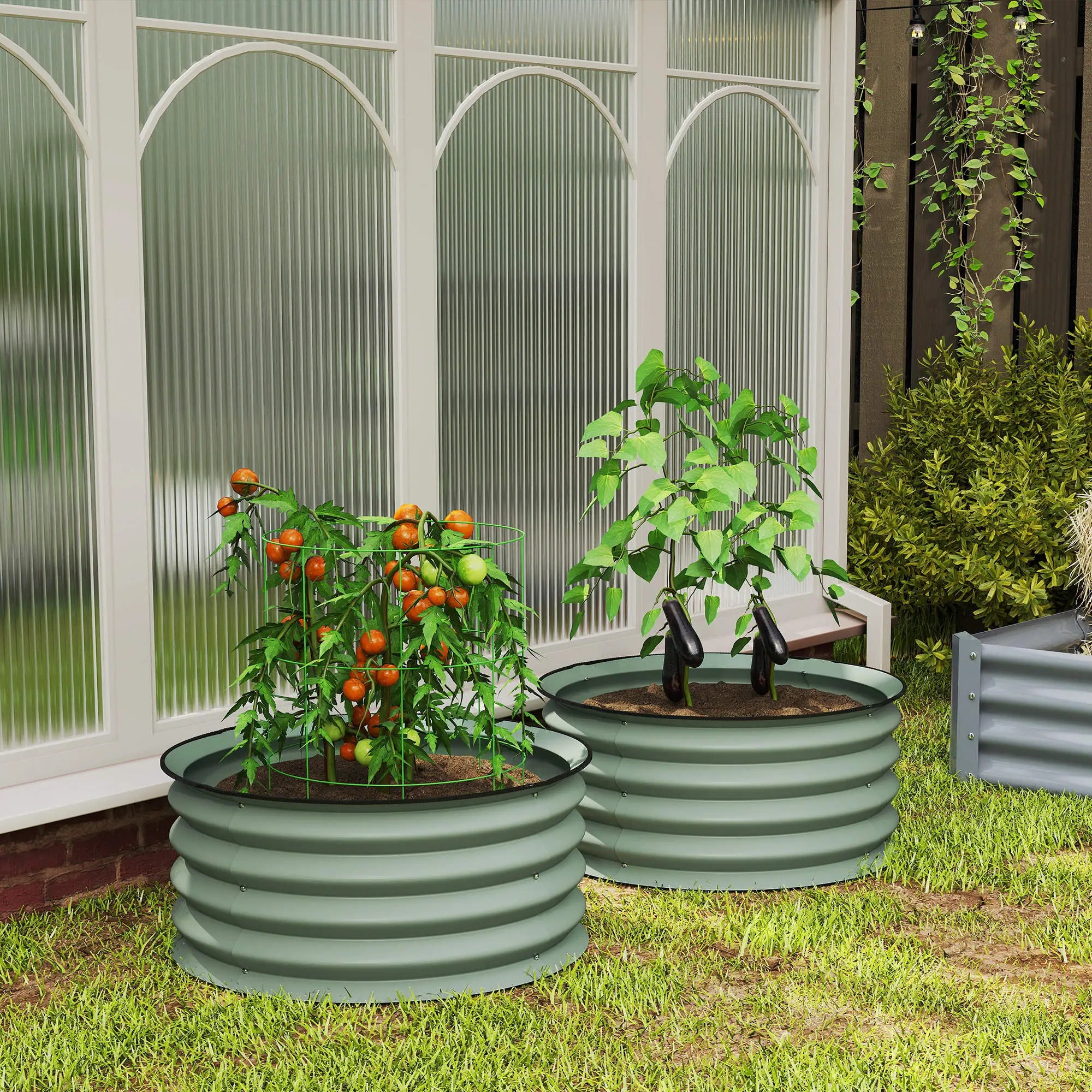Set of 2 Raised Garden Beds, Metal Planter Box, Easy Assembly, Green Raised Garden Beds at Gallery Canada
