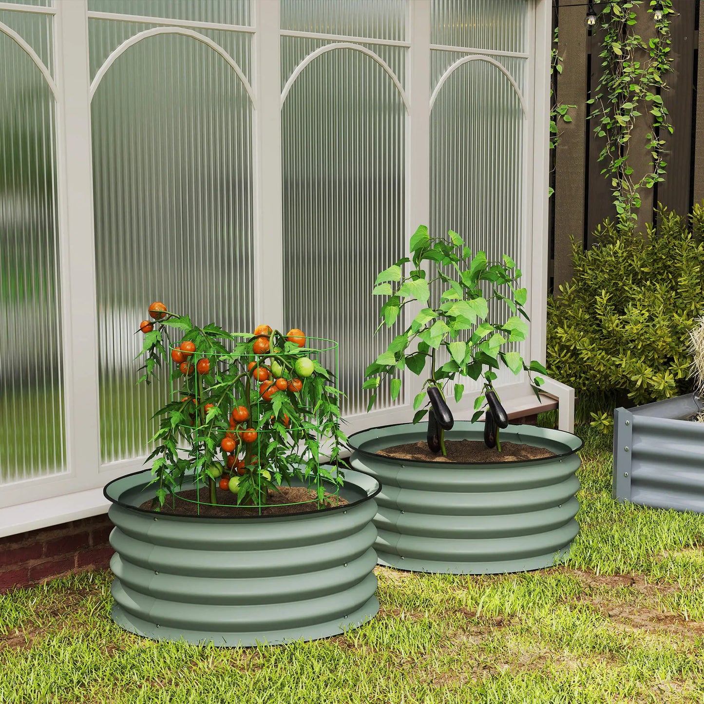 Set of 2 Raised Garden Beds, Metal Planter Box, Easy Assembly, Green Raised Garden Beds at Gallery Canada