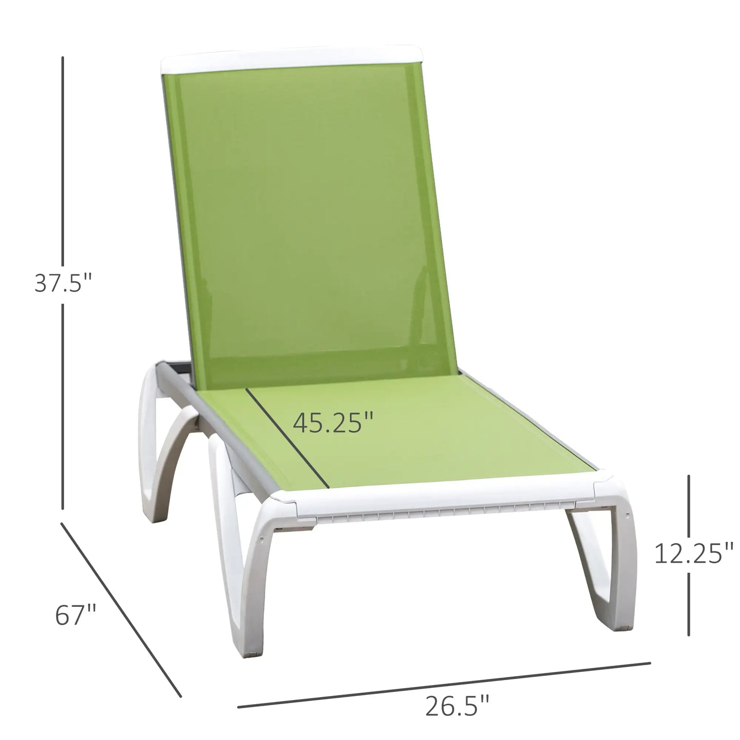 Outdoor Chaise Lounge Chair, Adjustable Back, Wheels, Mesh Fabric, Green Lounger Chairs at Gallery Canada