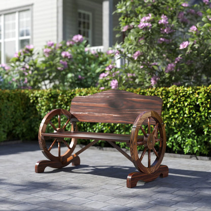 Wooden Outdoor Bench, Garden Patio Loveseat, 528LBS Capacity, Carbonized Outdoor Benches at Gallery Canada