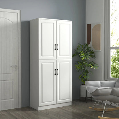 71" Freestanding Kitchen Pantry Cabinet, 4 Doors, Adjustable Shelves, White Kitchen Pantry Cabinets at Gallery Canada