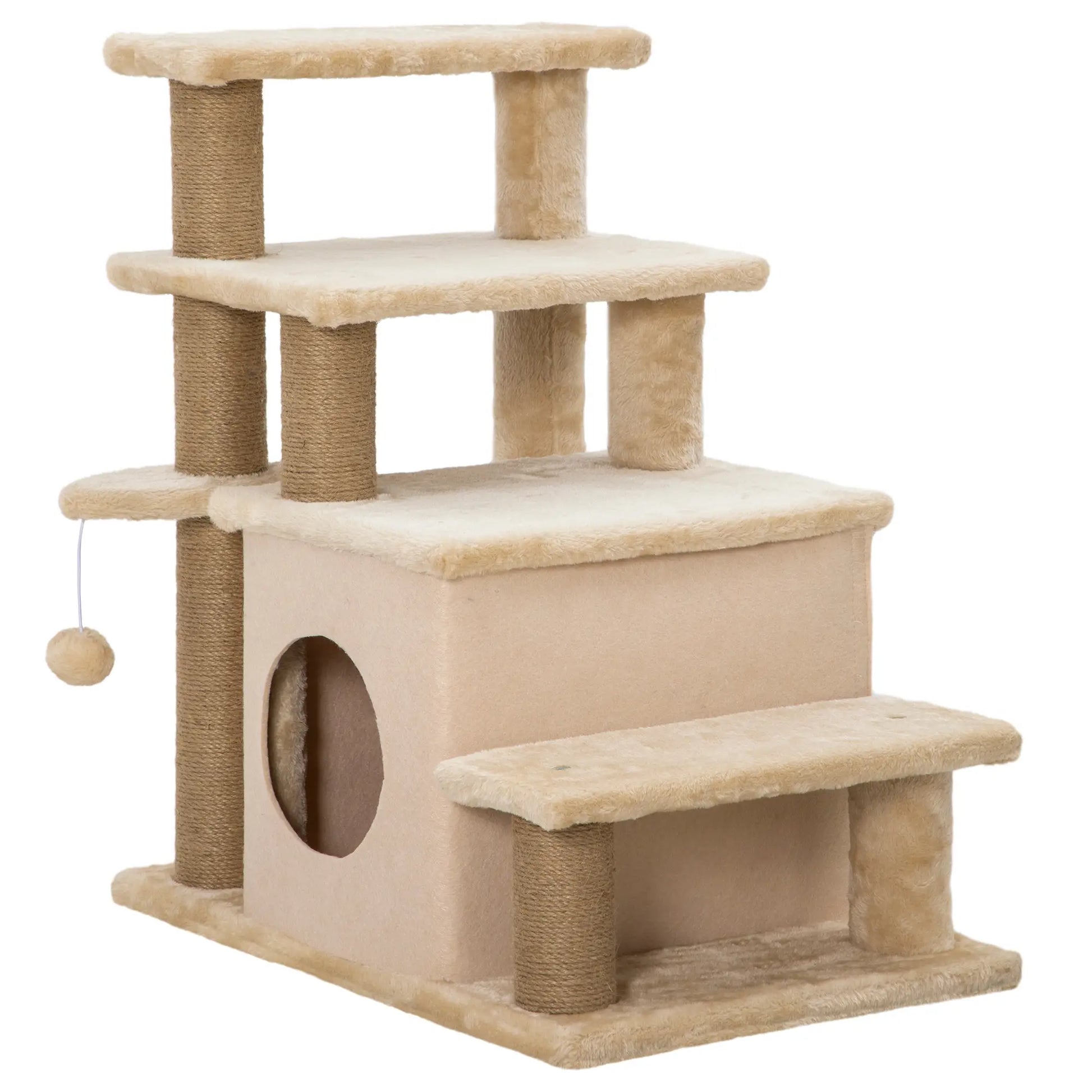 Cat Stairs with Scratching Posts, 23.6" x 15.7" x 26", Beige Dog Stairs Beige at Gallery Canada