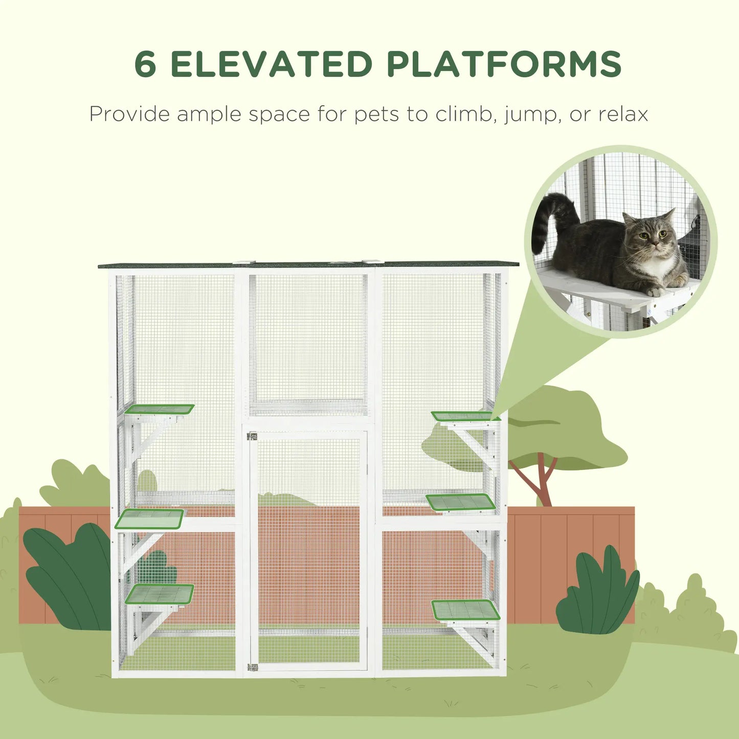 Large Outdoor Catio Enclosure, Wooden Cat Patio, 70.9" x 38.6" x 70.9", White Outdoor Cat Enclosures at Gallery Canada