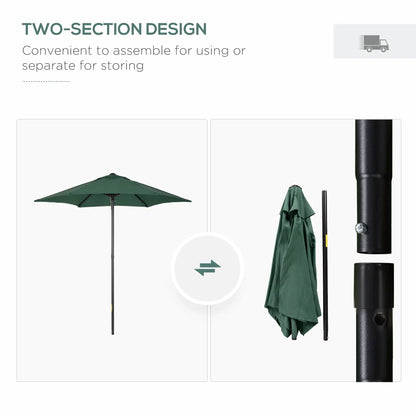 6.6FT Outdoor Patio Umbrella, 6 Solid Ribs, Green Patio Umbrellas at Gallery Canada