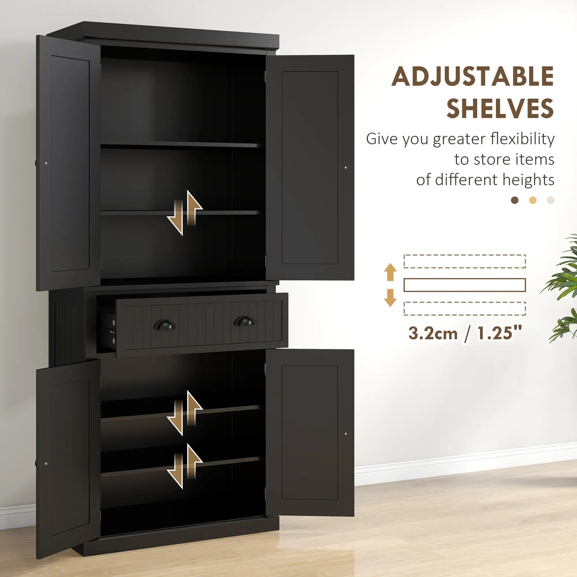 72 Kitchen Pantry, Freestanding Storage Cabinet, Black Kitchen Pantry Cabinets at Gallery Canada