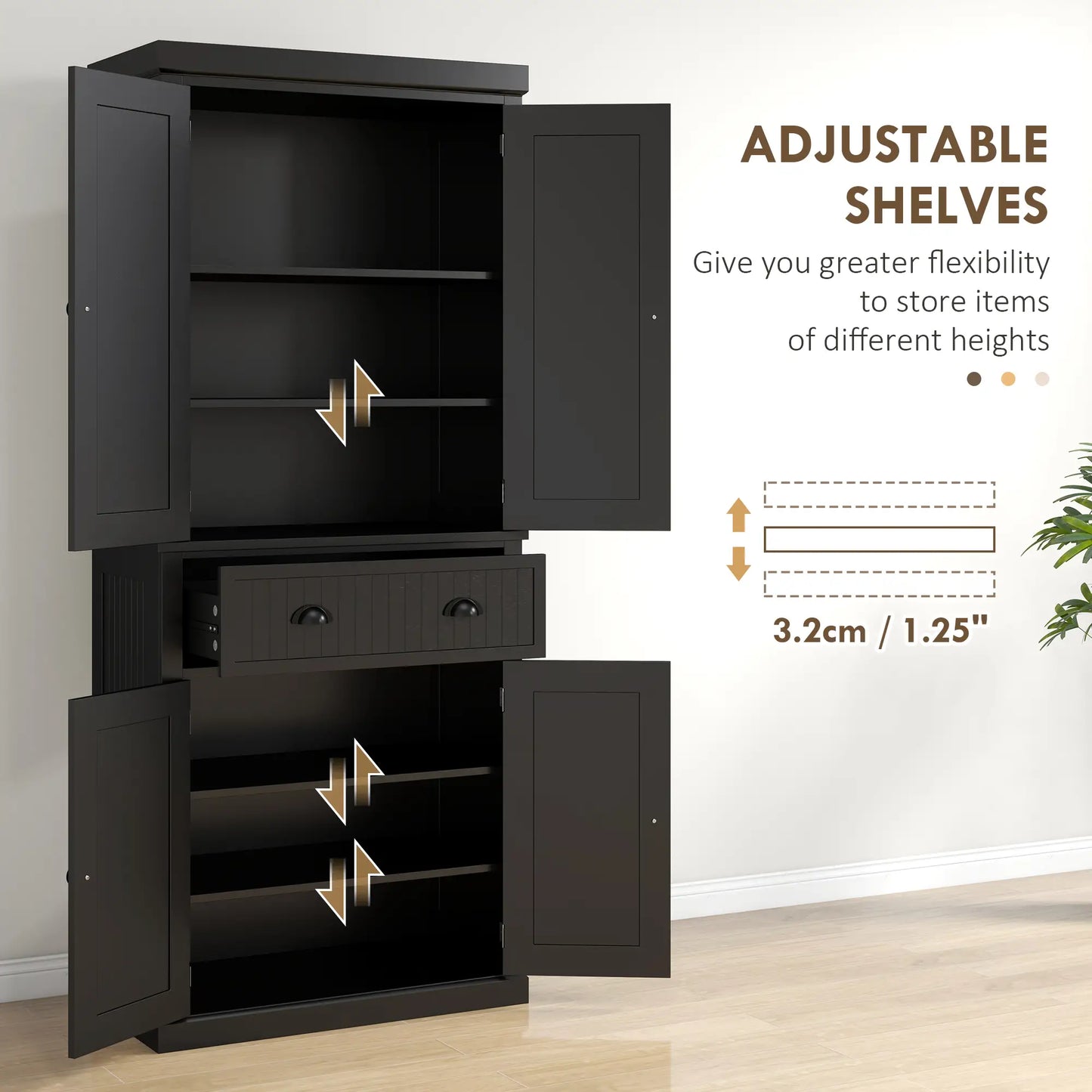 72 Kitchen Pantry, Freestanding Storage Cabinet, Black Kitchen Pantry Cabinets at Gallery Canada