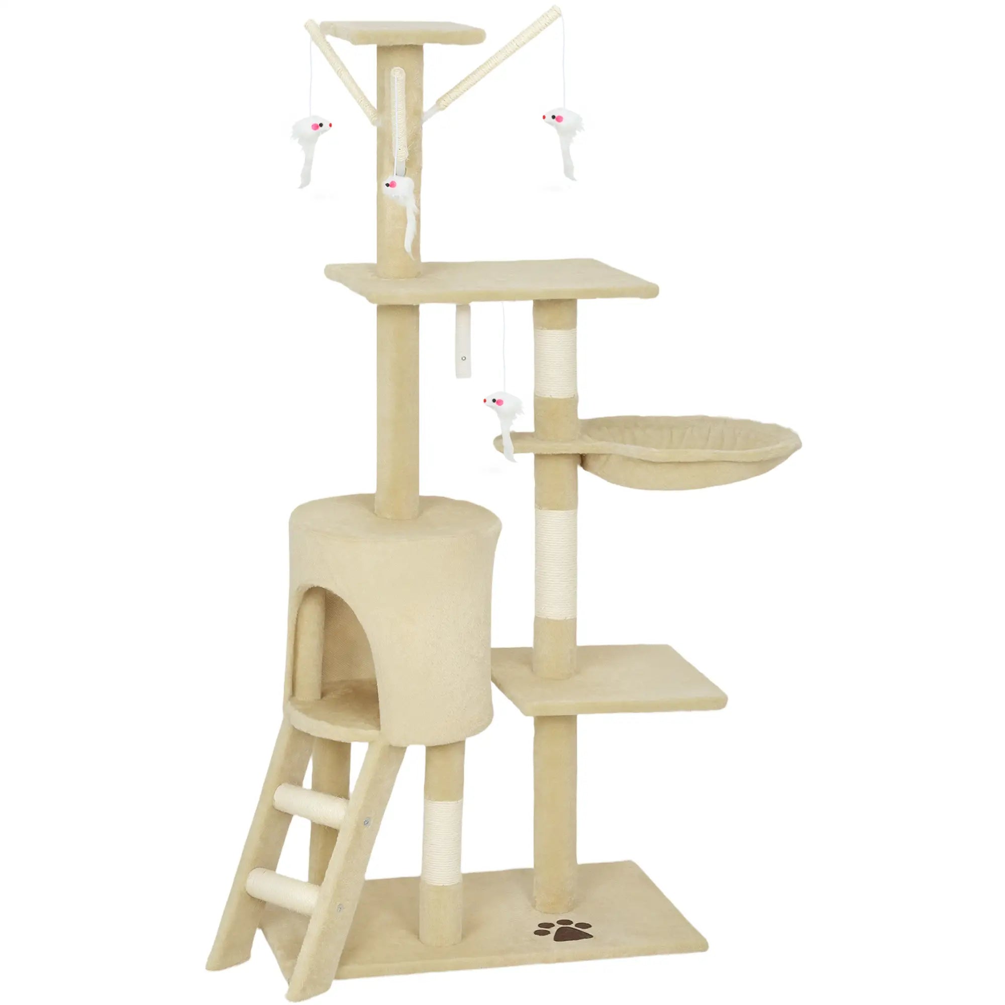 Tour à chat de 53 pouces, Centre d'activité pour chaton, Beige