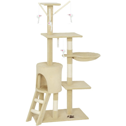 53 Inch Cat Tree Tower, Kitten Activity Centre, Beige