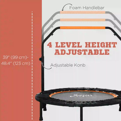 40" Foldable Mini Trampoline, Adjustable Foam Handle, Orange Trampolines at Gallery Canada