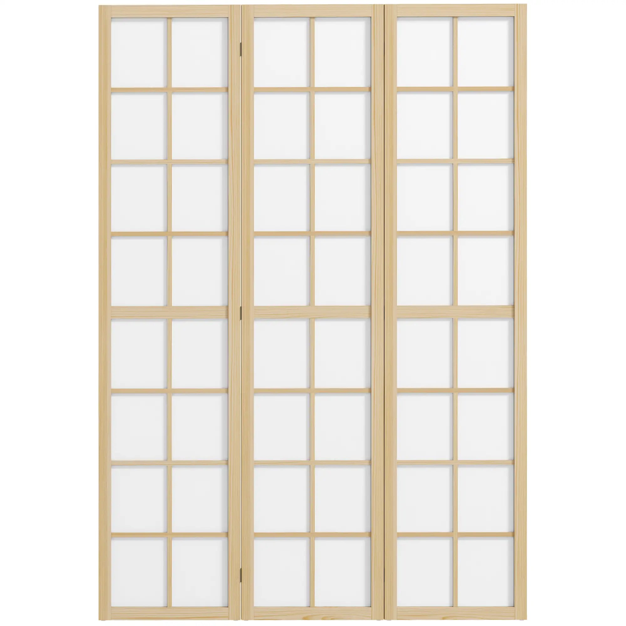 3 Panel Room Divider, 5.6 ft Folding Partition, Home Office, Bedroom Room Dividers Natural Wood, White at Gallery Canada