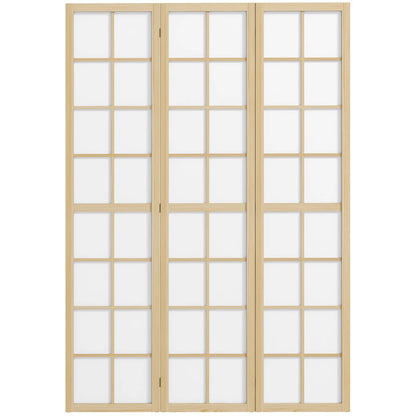 3 Panel Room Divider, 5.6 ft Folding Partition, Home Office, Bedroom Room Dividers Natural Wood, White at Gallery Canada