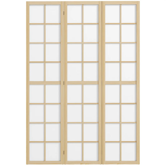 3 Panel Room Divider, 5.6 ft Folding Partition, Home Office, Bedroom Room Dividers Natural Wood, White at Gallery Canada
