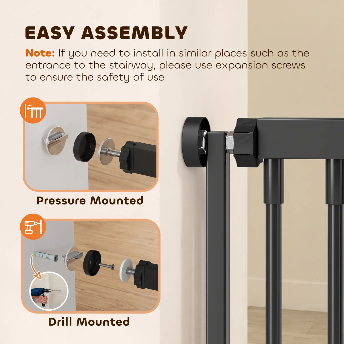 71" Extra Tall Cat Gate, 29"-39" Wide Pet Gate, No Drilling Pet Gates at Gallery Canada