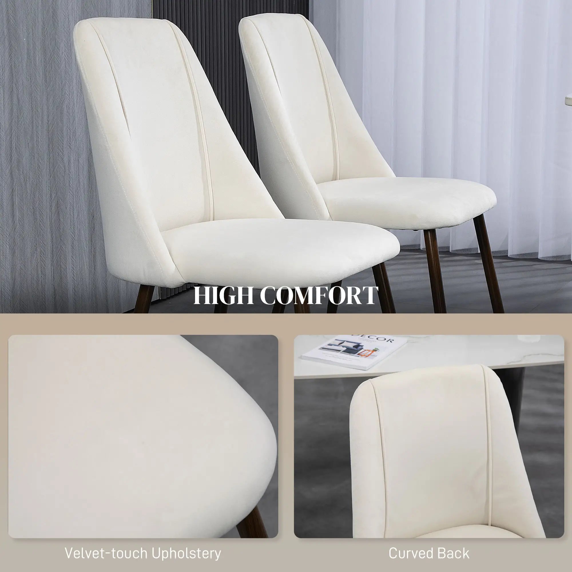 Upholstered Dining Chairs Set of 4, Velvet Accent Chair, Cream White Bar Stools at Gallery Canada