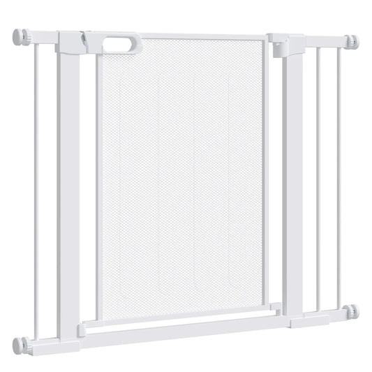 29.5"-40.6" Metal Pet Gate, Auto Closing Door, Double Locking, White Houses, Kennels & Pens White at Gallery Canada