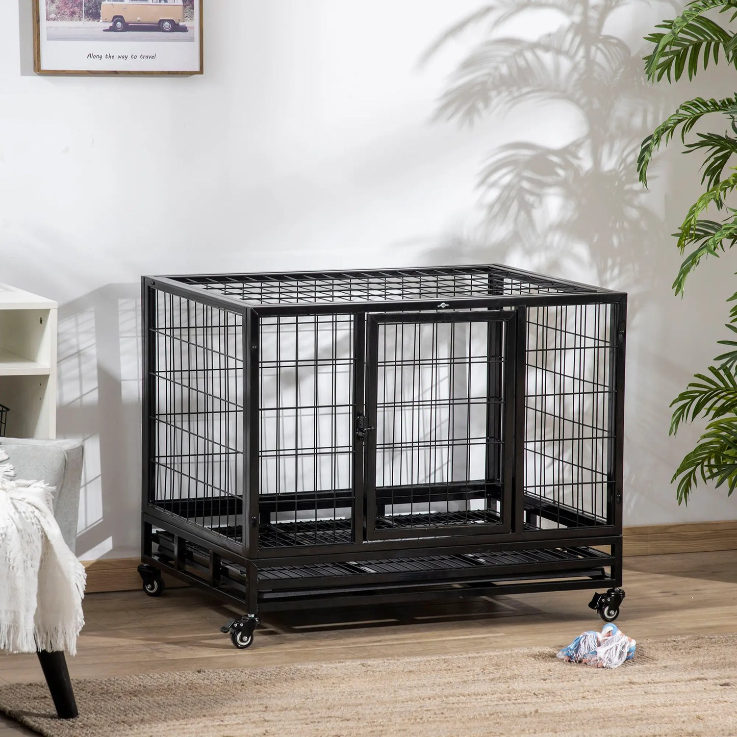 Heavy Duty Dog Crate, Two Doors, Lockable Wheels, Removable Tray, 36" x 24" x 27" Houses, Kennels & Pens at Gallery Canada