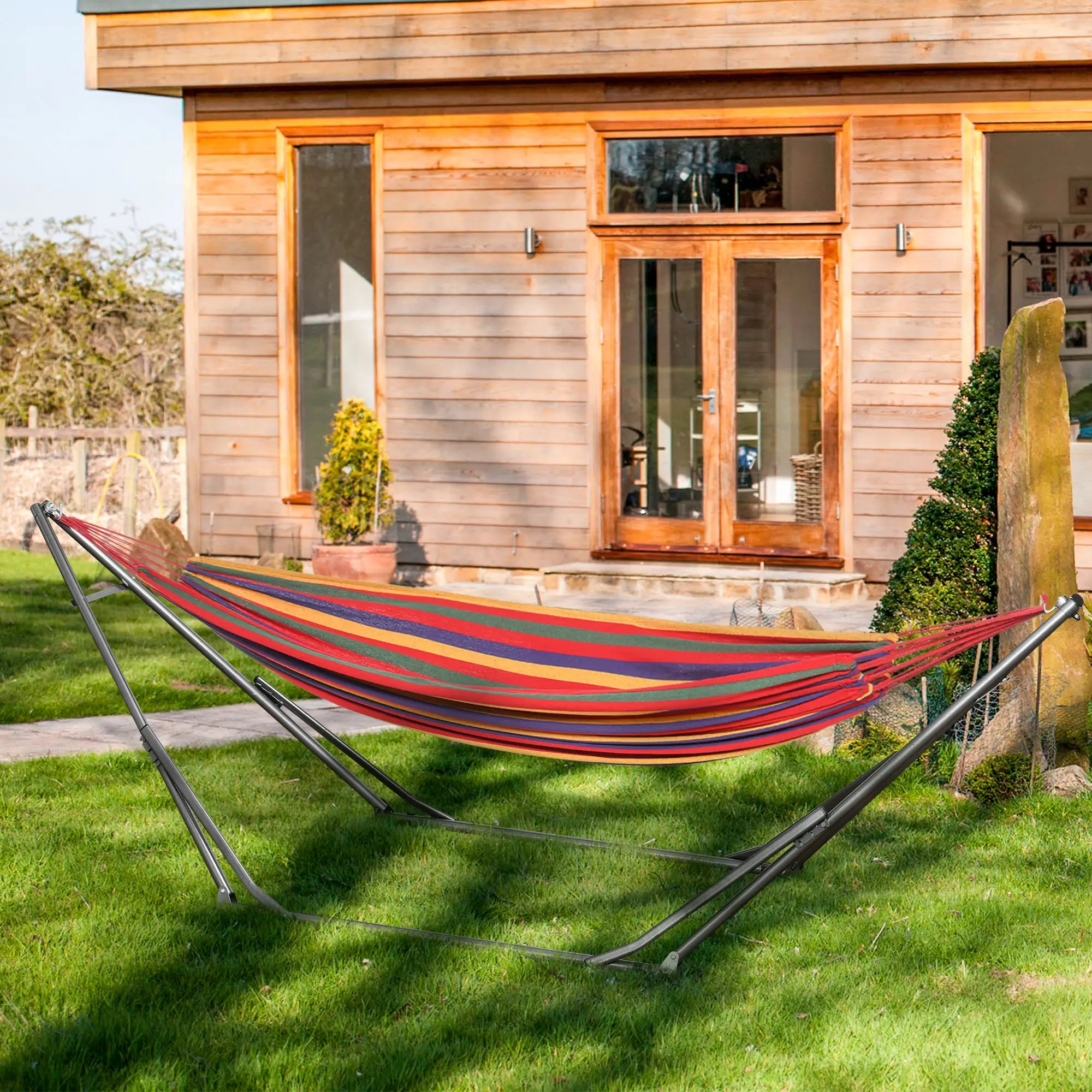 Portable Hammock Stand, 2-in-1 Net Stand, Patio, Garden, Black Hammock Stands at Gallery Canada