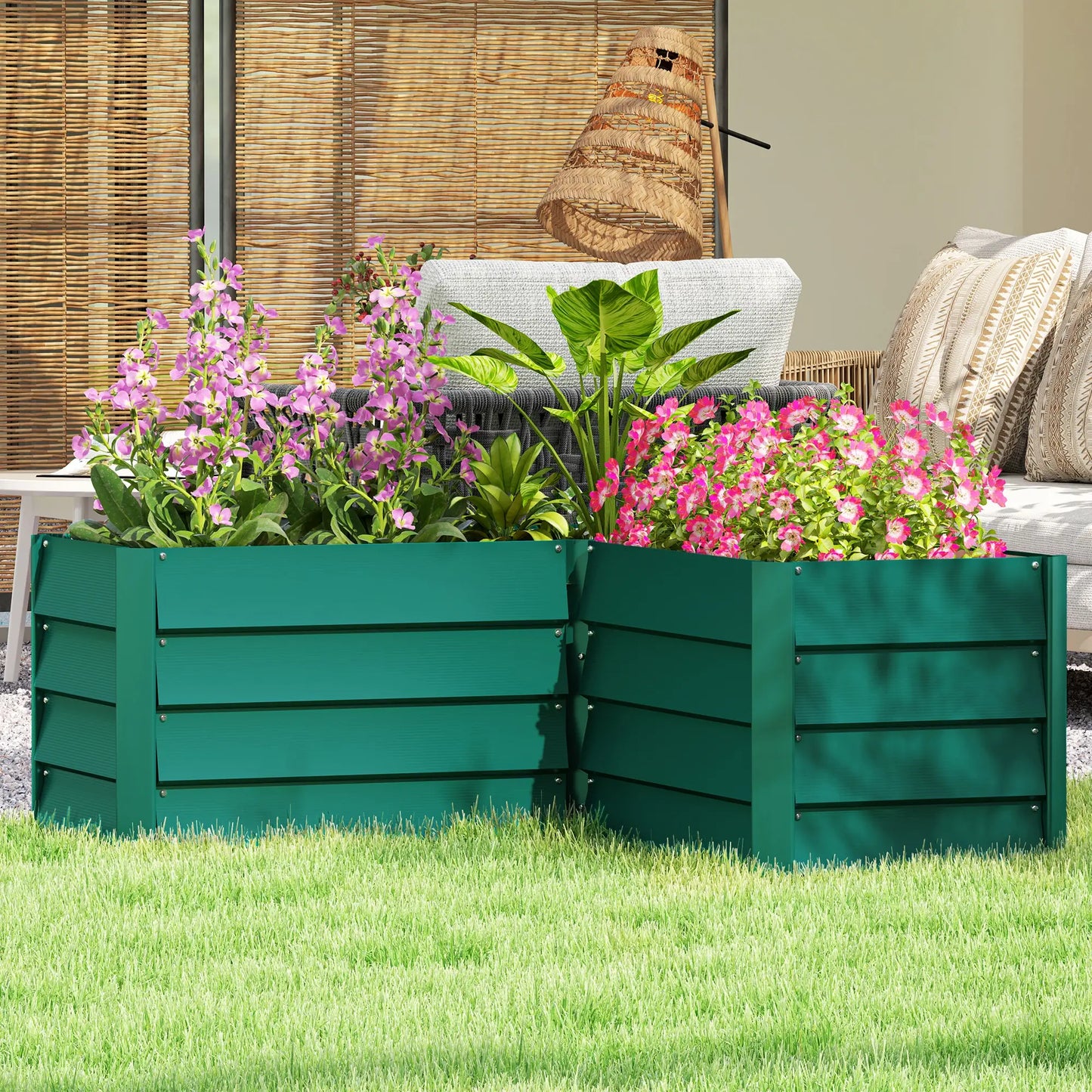 45" x 45" x 17" L-Shaped Galvanized Steel Raised Garden Bed