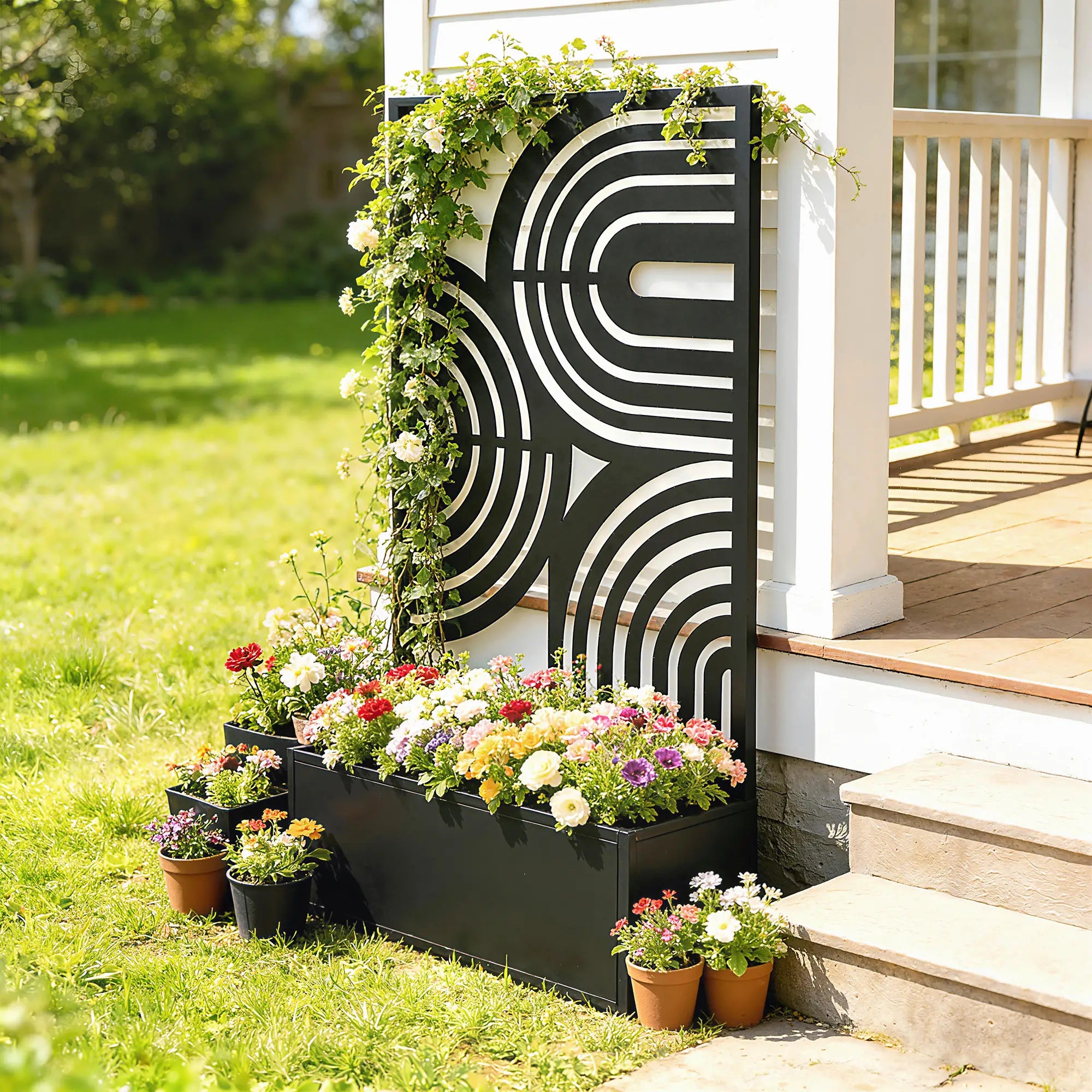 Metal Planter Box With Trellis, 44.5