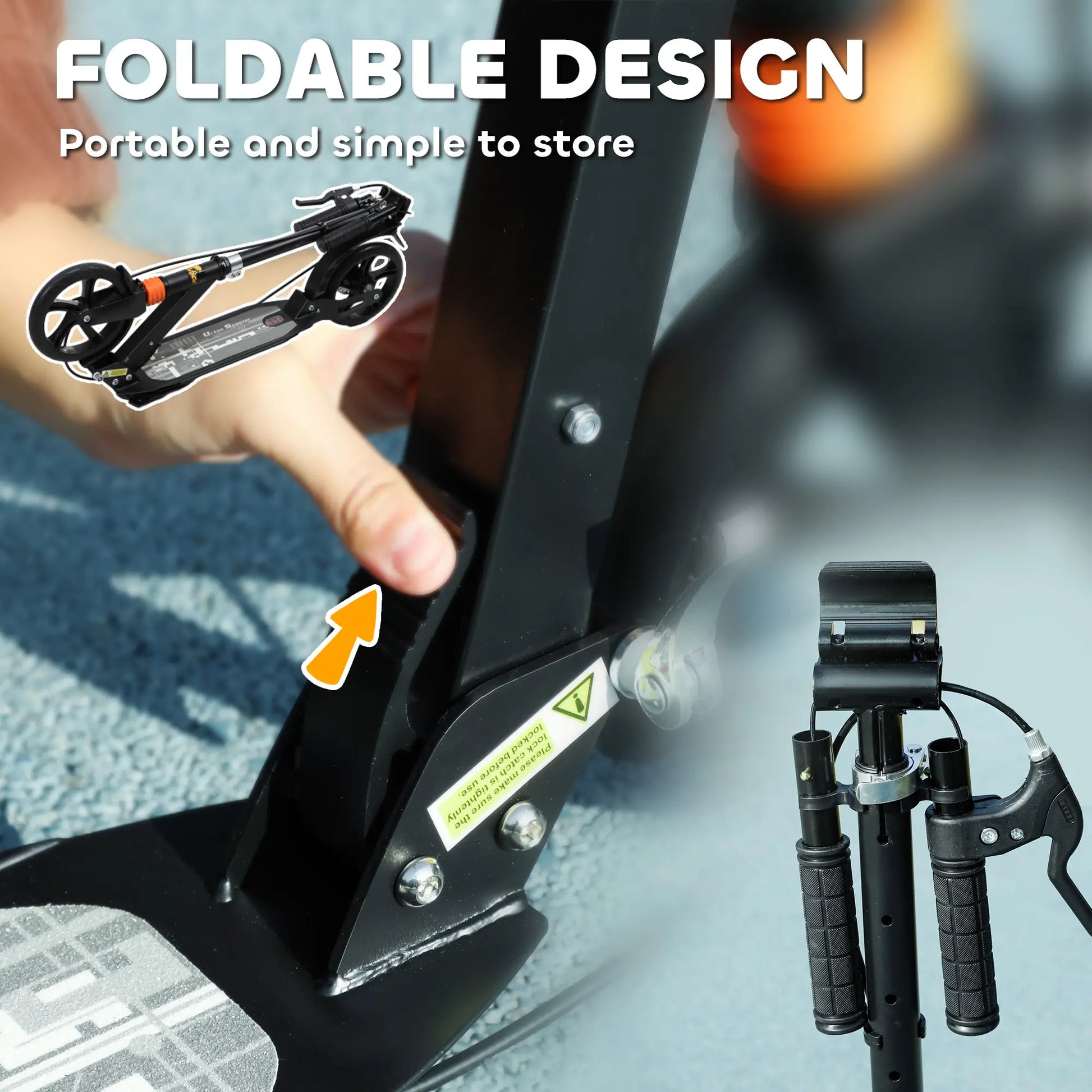 Foldable Kids Scooter, 4 Adjustable Heights, Double Brakes, Shock Absorption, Ages 6-12, Black Scooters at Gallery Canada