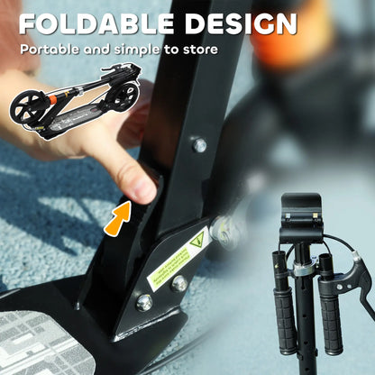 Foldable Kids Scooter, 4 Adjustable Heights, Double Brakes, Shock Absorption, Ages 6-12, Black Scooters at Gallery Canada