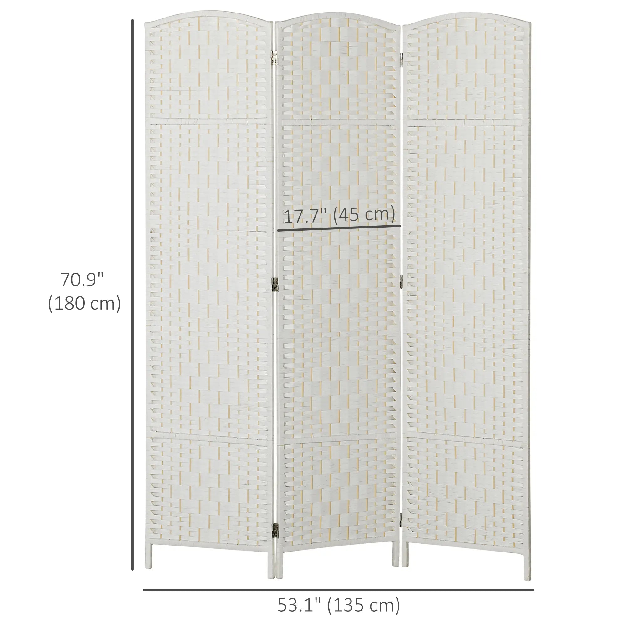 6ft Folding Room Divider, 3 Panel Wooden Partition, White Room Dividers at Gallery Canada