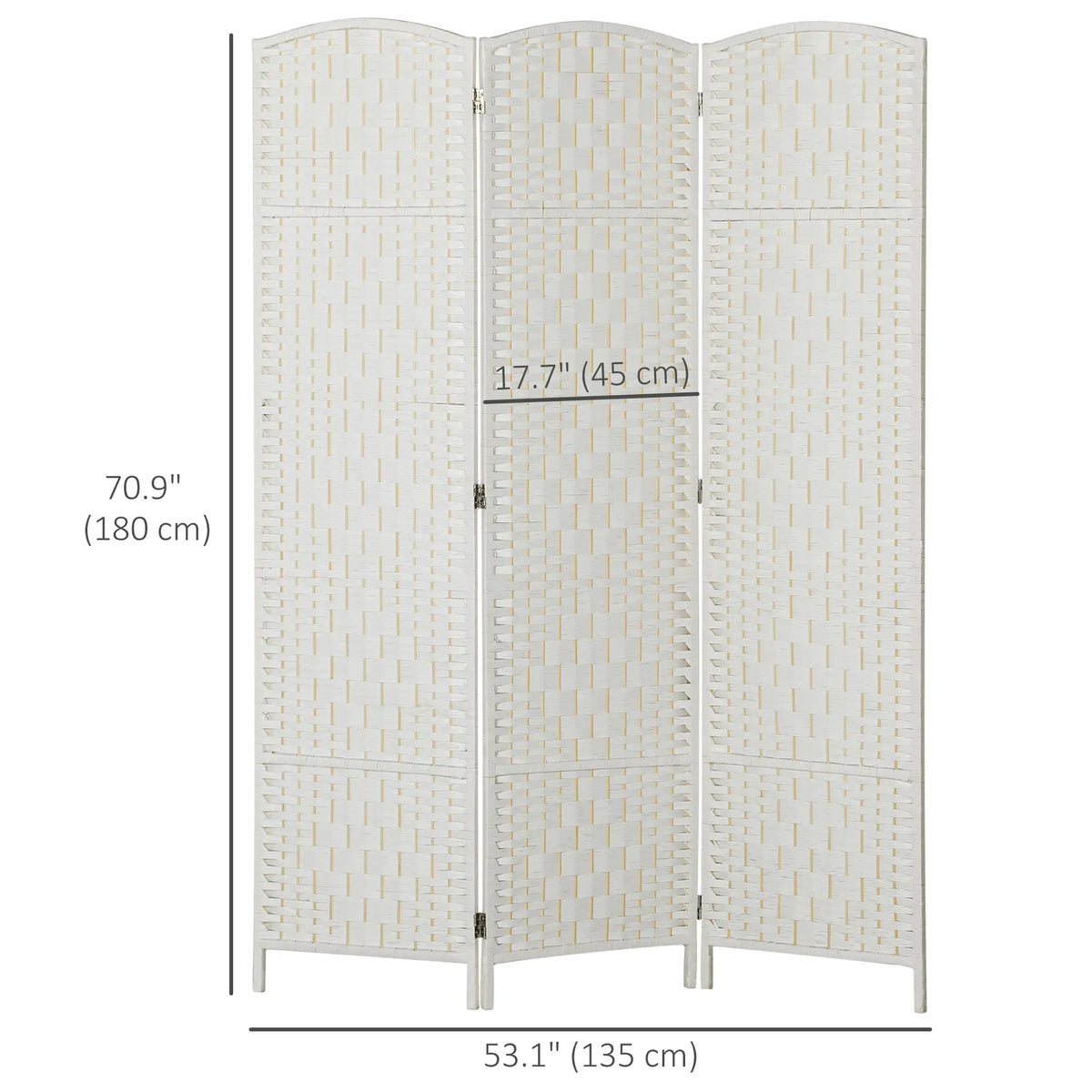 6ft Folding Room Divider, 3 Panel Wooden Partition, White Room Dividers at Gallery Canada