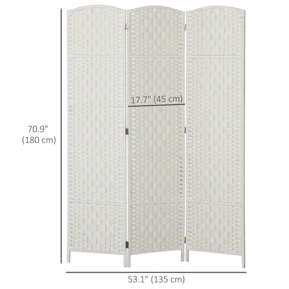 6ft Folding Room Divider, 3 Panel Wooden Partition, White Room Dividers at Gallery Canada