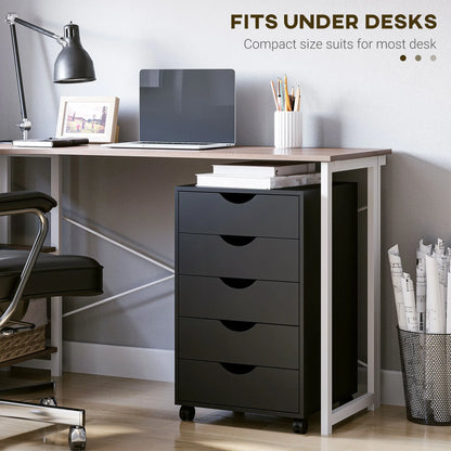 5 Drawer File Cabinet on Wheels, 15.7" x 15.7" x 26.4", Black Office Cabinets & Cupboards at Gallery Canada