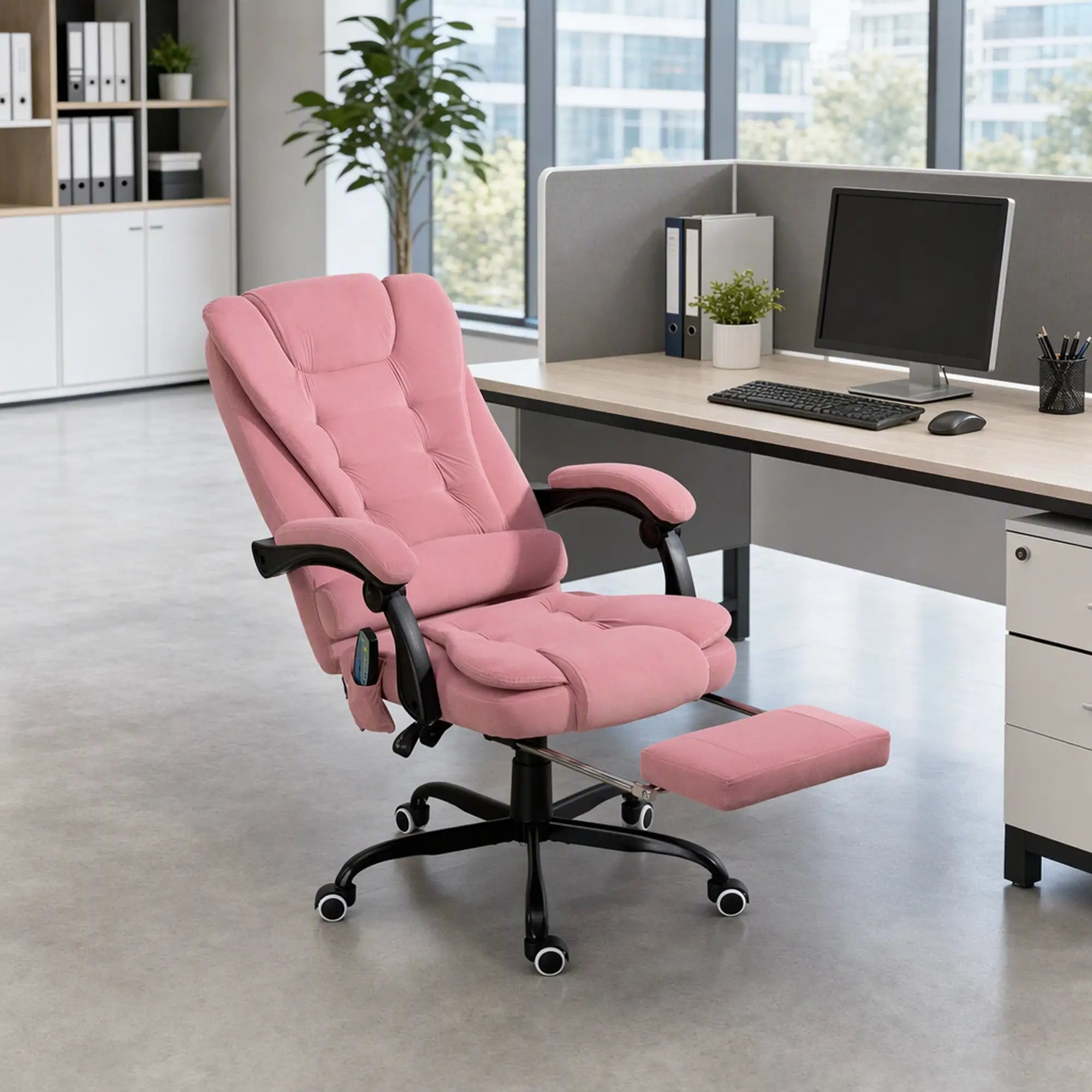 7-Point Vibrating Massage Chair, Reclining with Footrest, Pink Massage Chairs at Gallery Canada