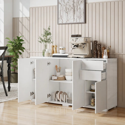 Kitchen Sideboard Storage Cabinet, Modern Coffee Bar with 2 Drawers, White Bar Cabinets at Gallery Canada