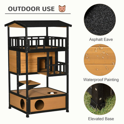 4-Floor Wood Outdoor Cat House, Condo, Fun Entrances, Perch, Natural Cat Houses at Gallery Canada