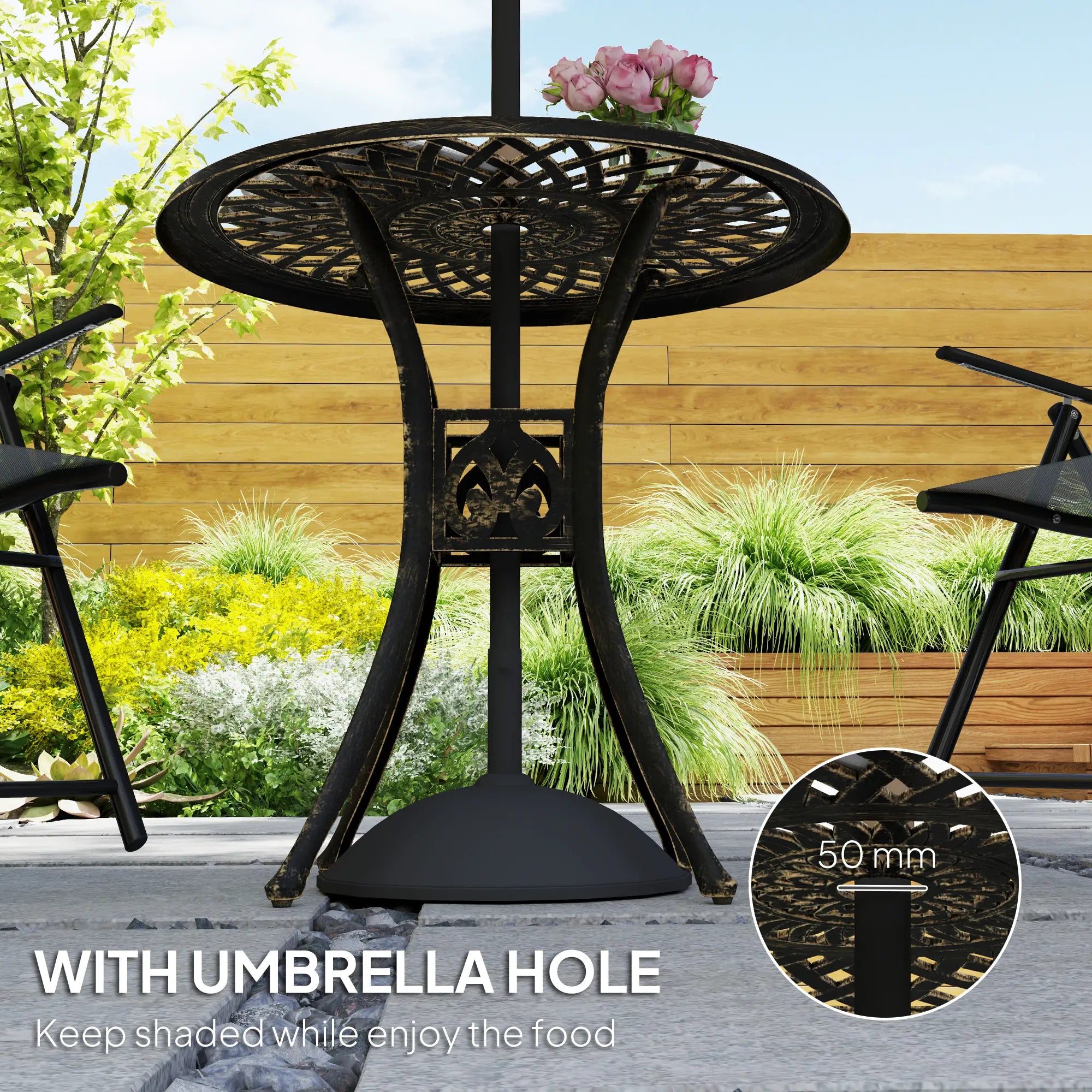 30-Inch Round Patio Dining Table, Cast Aluminum Outdoor Bistro Table, Brown Patio Dining Tables at Gallery Canada