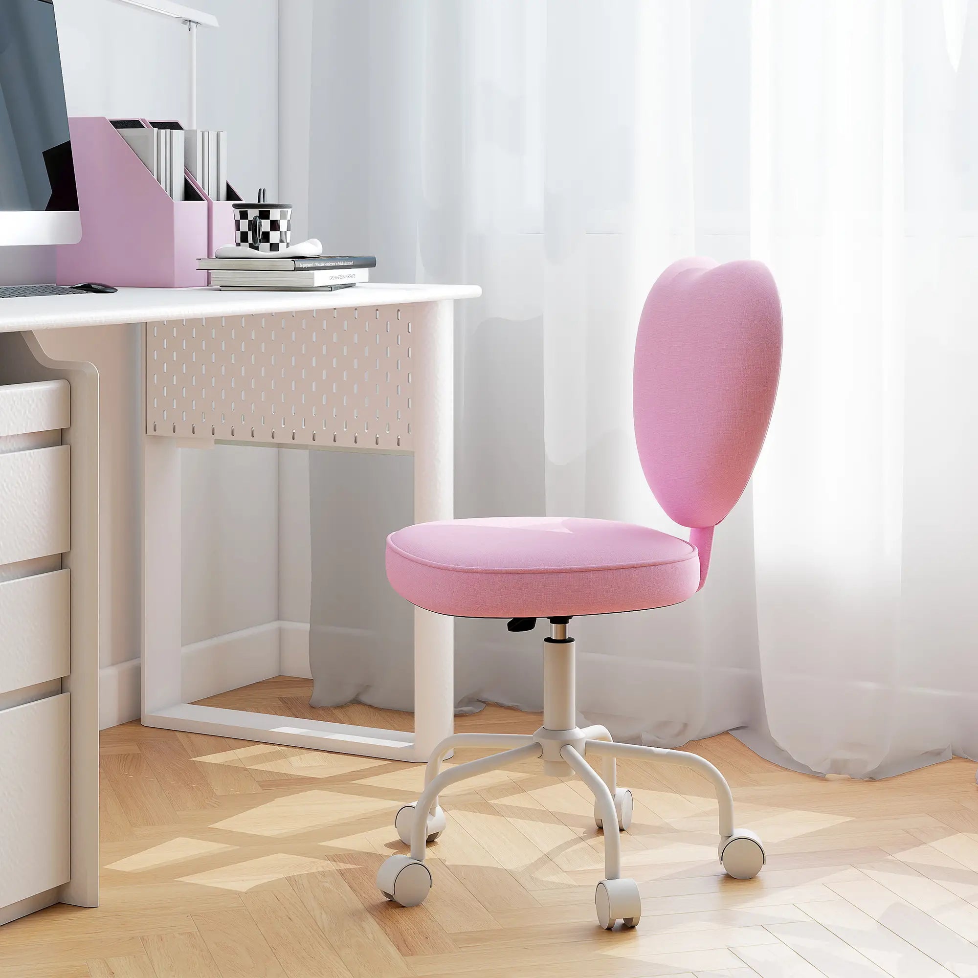 Heart Love Shaped Office Chair, Adjustable Height, Pink Task Chairs at Gallery Canada