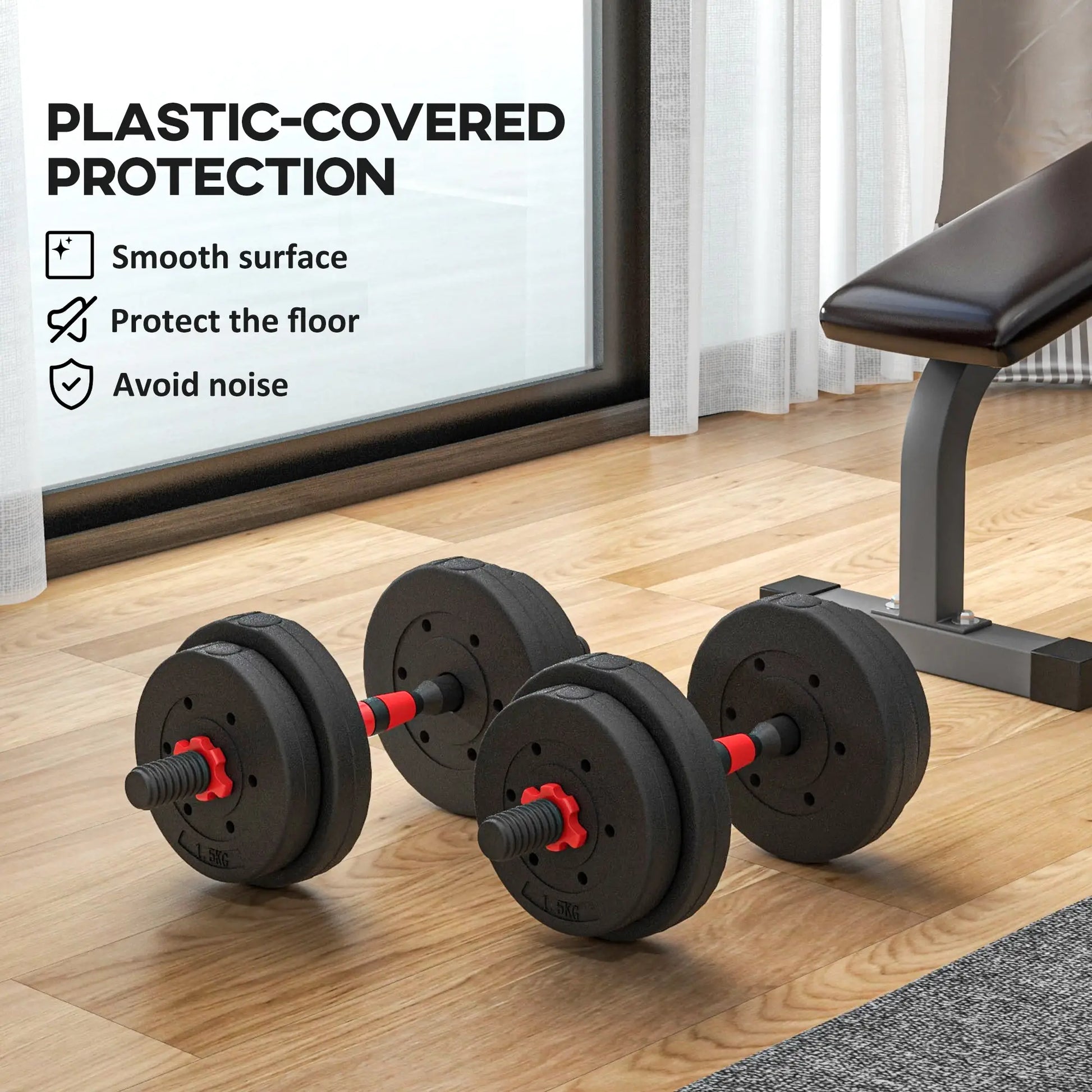 33lbs Adjustable Dumbbell Set, Hand Weights for Fitness, Black and Red Dumbbells & Barbells at Gallery Canada