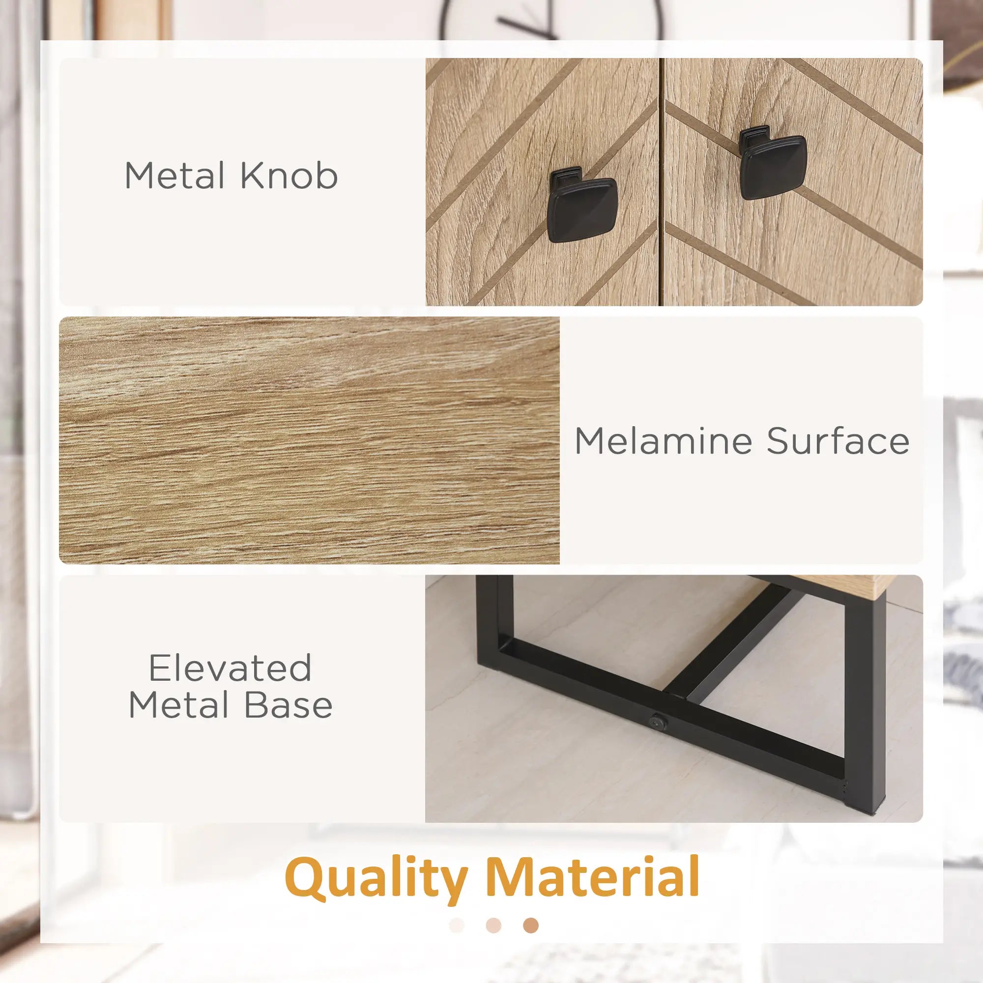 Modern Sideboard, Buffet Cabinet with 2 Doors, Adjustable Shelf, 31.5