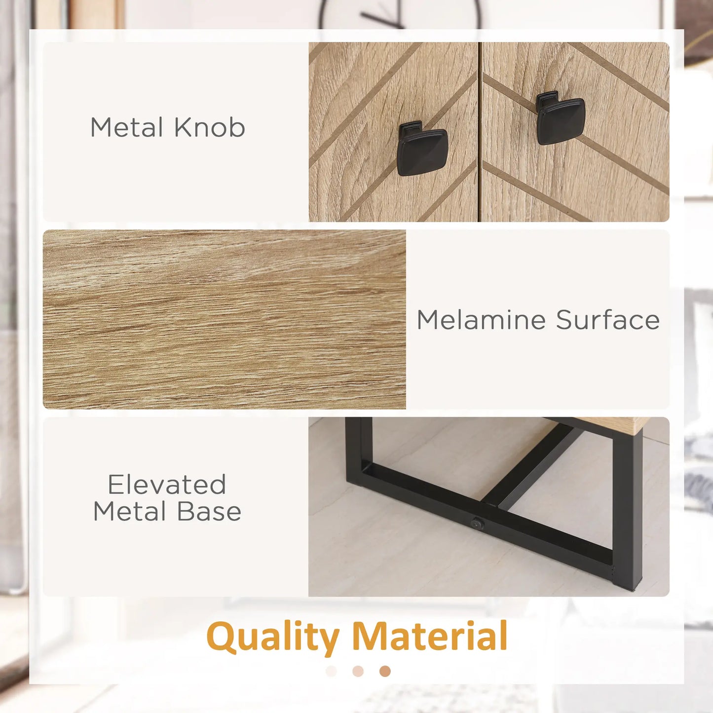 Modern Sideboard, Buffet Cabinet with 2 Doors, Adjustable Shelf, 31.5" H, Oak Storage Cabinets at Gallery Canada