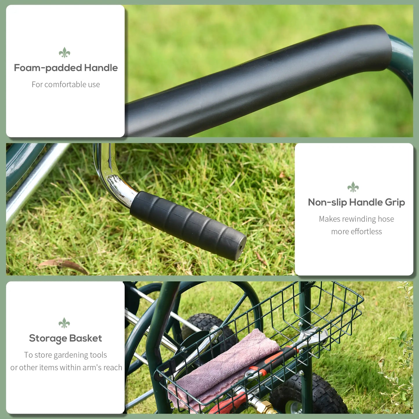 Portable Garden Hose Reel Cart, 4 Wheels, Storage Basket Folding Garden Carts at Gallery Canada