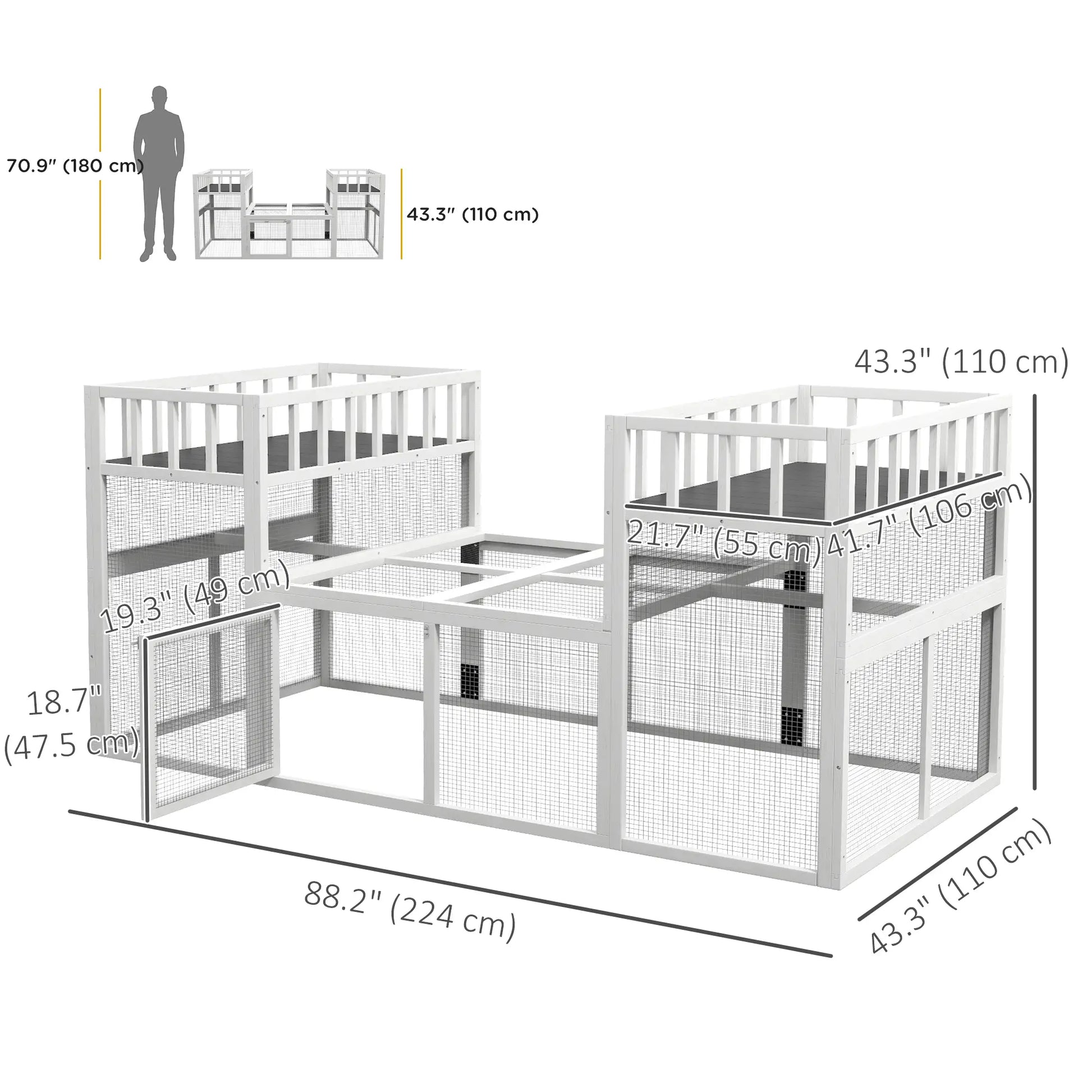 7.3' x 3.6' Wooden Chicken Coop, Storage Shelf, White Chicken Coops at Gallery Canada