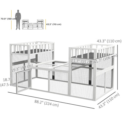 7.3' x 3.6' Wooden Chicken Coop, Storage Shelf, White Chicken Coops at Gallery Canada
