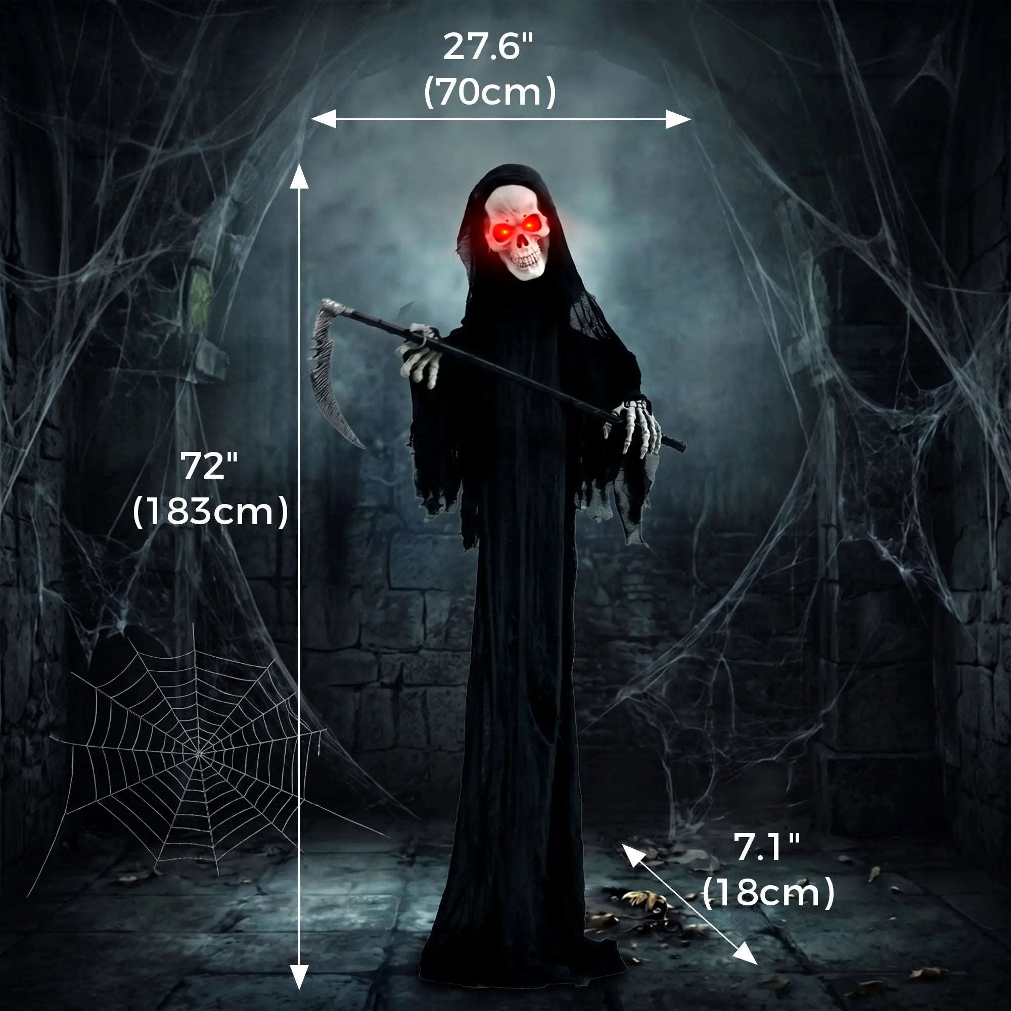 6FT Animated Grim Reaper Halloween Decorations, Sound, LED Eyes Halloween Decorations at Gallery Canada