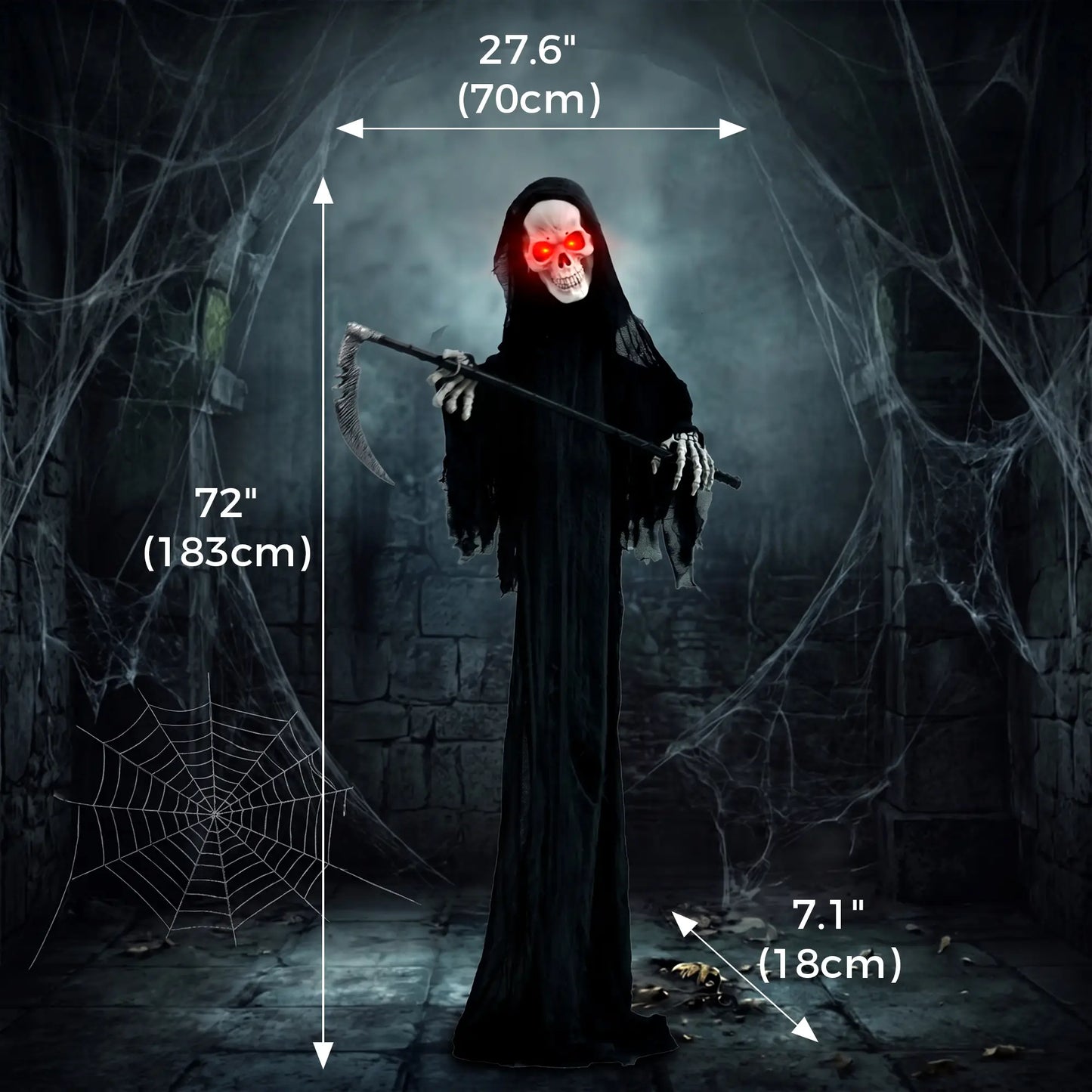 6FT Animated Grim Reaper Halloween Decorations, Sound, LED Eyes Halloween Decorations at Gallery Canada
