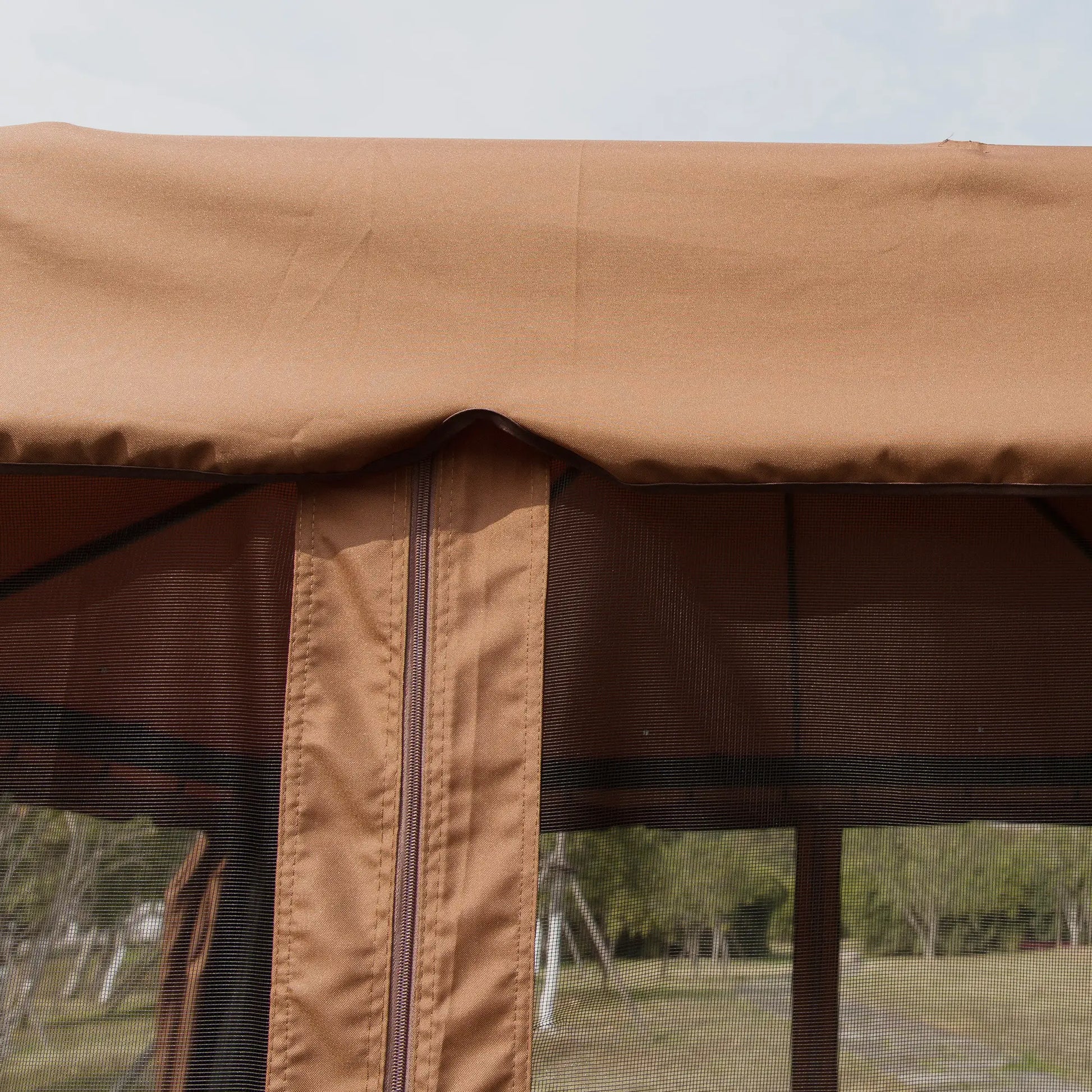 10' x 10' Outdoor Gazebo, Double Soft-Top, with Curtains, Brown Gazebos at Gallery Canada