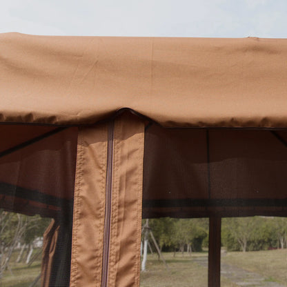 10' x 10' Outdoor Gazebo, Double Soft-Top, with Curtains, Brown Gazebos at Gallery Canada