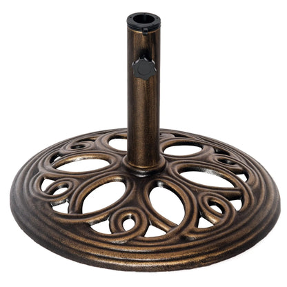 Round Cast Iron Umbrella Base Stand, Outdoor, Fit Dia. 1.5", 2" Pole, Bronze Umbrella Bases Bronze at Gallery Canada